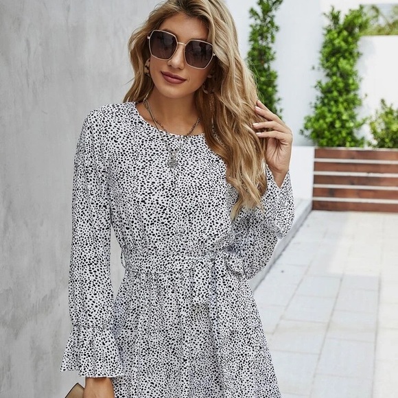 SHEIN Dresses & Skirts - Allover Print Belted A-Line Dress